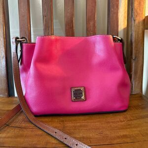 Dooney & Bourke Pink Pebble Leather Convertible Satchel Crossbody